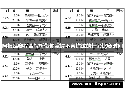 阿根廷赛程全解析带你掌握不容错过的精彩比赛时间