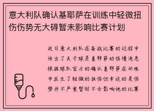 意大利队确认基耶萨在训练中轻微扭伤伤势无大碍暂未影响比赛计划